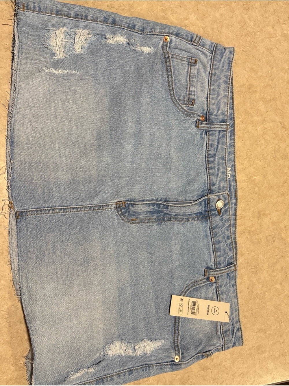 No Boundaries Light Blue Distressed Denim Mini Skirt